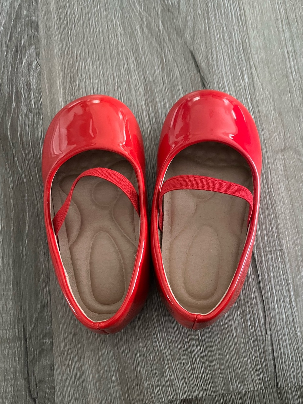 Toddler Red Ballet Flats with Elastic Strap